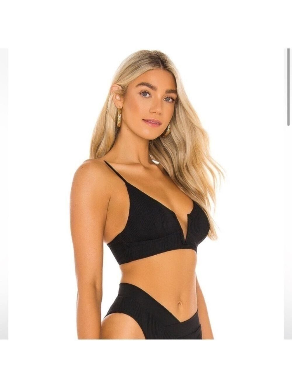 L*Space Ribbed Siren Bikini Top in Black - Picture 2 of 7